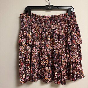 Anthropologie Skirt Anthro tiered skirt XL Pink Black